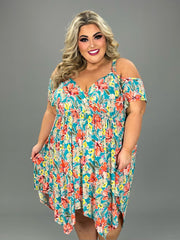 36 OS-A {Too Good To Me} Mint Floral V-Neck Dress CURVY BRAND!!!  EXTENDED PLUS SIZE 1X 2X 3X 4X 5X 6X