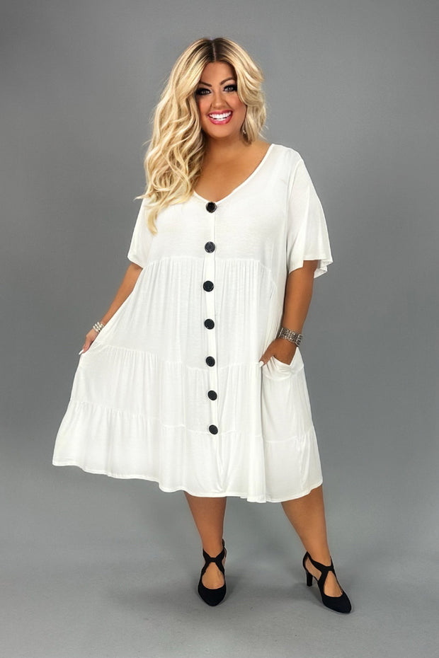 SALE!! 39 SD-D {For The Fashionistas} Ivory Tiered V-Neck Dress CURVY BRAND!!!  EXTENDED PLUS SIZE 1X 2X 3X 4X 5X 6X