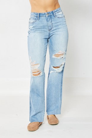 21 BT {Judy Blue} Med. Blue 90's Distressed Jeans