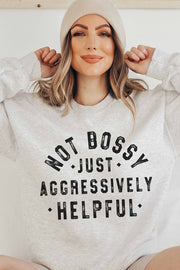 29 GT {Not Bossy} Ash Grey Graphic Sweatshirt PLUS SIZE XL 2X 3X