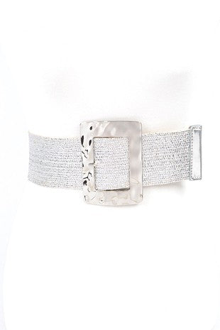 BELT {Uptown Glam} Silver Belt w/ Textured Buckle