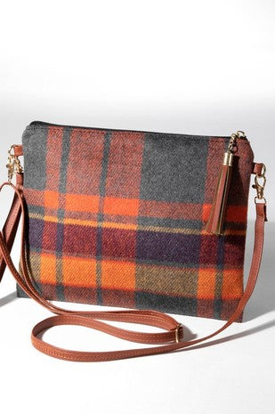 BAG {Been That Girl} Rust/Black Plaid Cosmetic Bag