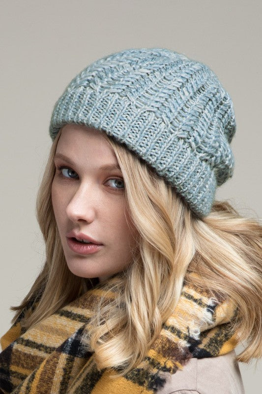 HAT {Autumn Activities} Blue/Grey Striped Knit Beanie