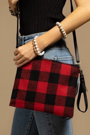 BAG {Handle My Own} Red/Black Plaid Cosmetic Bag