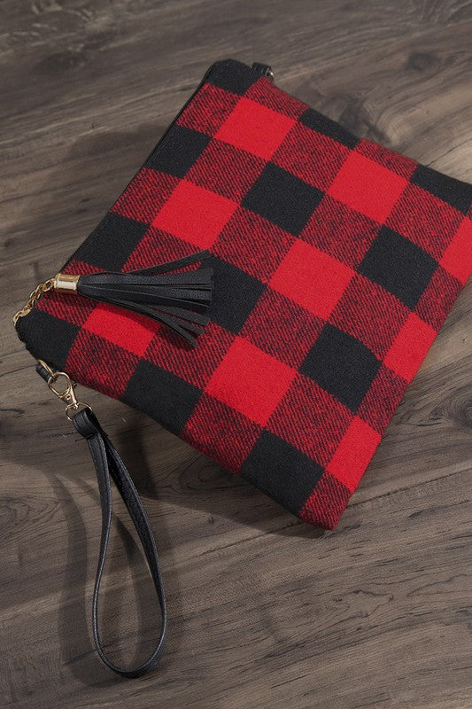 BAG {Handle My Own} Red/Black Plaid Cosmetic Bag