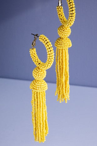 EARRINGS {Little Beauties} Gold Hoop Beaded Tassel Dangle Earrings