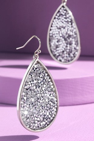 EARRINGS {By My Side} Silver Rhinestone Teardrop Earrings