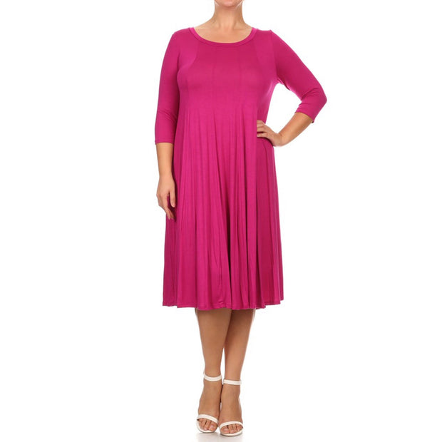 53 SQ {Playing For Keeps} Magenta Pleated A-Line Dress PLU S SIZE 1X 2X 3X