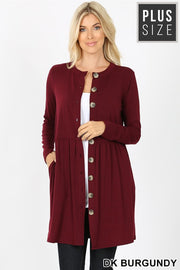 SALE!! OT-D {Well Traveled} WINE Cardigan ***FLASH SALE***with Functional Buttons PLUS SIZE 1X 2X 3X