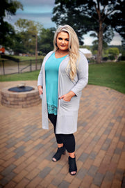 SALE!! OT-H {Free Falling} Light Grey Slouchy Pocket Cardigan