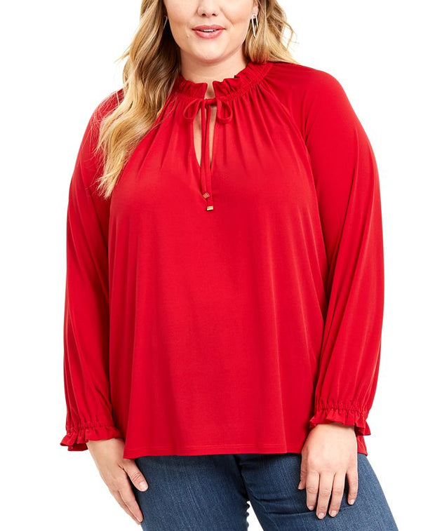 SALE!! SLS-A  M-109  {Michael Kors} Red Keyhole Top  Retail $84.00 PLUS SIZE 2X