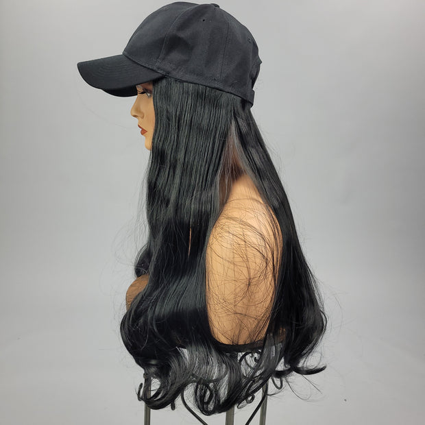 SALE!! {Genesis} Black Long Baseball Hat Wig