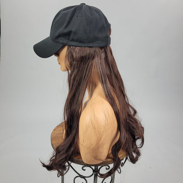 SALE!! {Alissa} Mahogany Brown Black Baseball Hat Wig