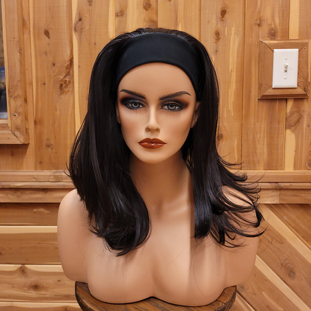 SALE!! {Mabel} Dark Brown Short Layered Straight Headband Wig