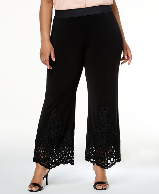 SALE!! BT-R  M-109  {Alfani} Black Lace-Trim Pants Retail $79.50 PLUS SIZE 18W