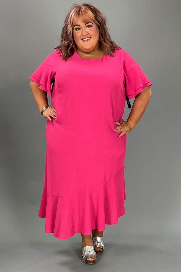 SALE!! LD-D  M-109 {Alfani} Pink Ruffled Dress Retail $109.50  PLUS SIZE 16W 18W 28W