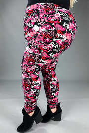 LEG-P {Best of My Heart} Black Heart Print Leggings  EXTENDED PLUS SIZE 3X/5X