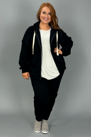 52 SET-V {Come Home} Black Jogger Set w/Hood PLUS SIZE 1X 2X 3X