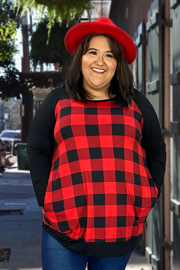 SALE! 24 CP-C {Curvy Dreams } Red/Black Plaid Tunic  CURVY BRAND PLUS SIZE 3X 4X 5X 6X