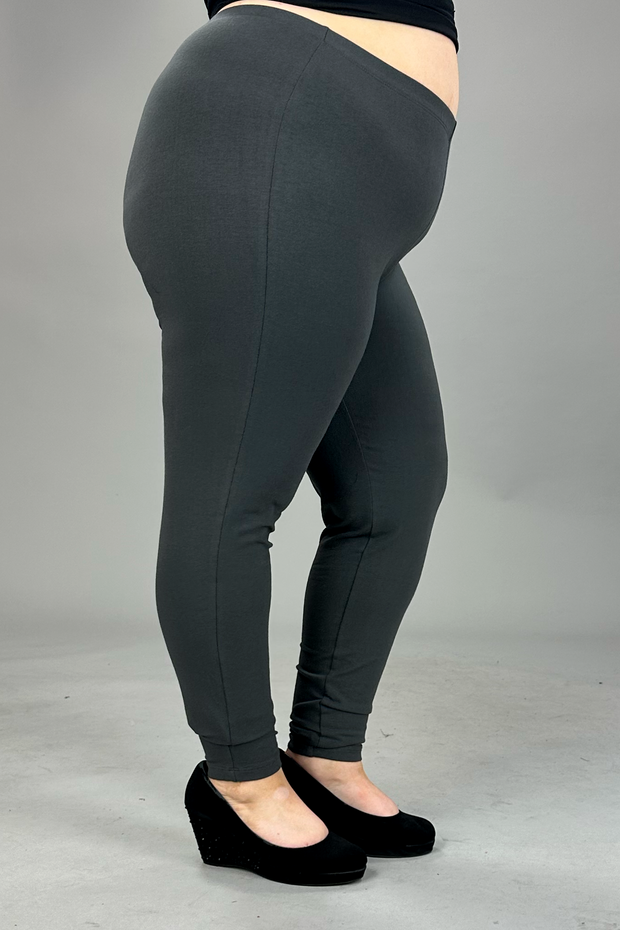 LEG-P {Embrace Change} Ash Grey Cotton Full Length Leggings PLUS SIZE 1X 2X 3X