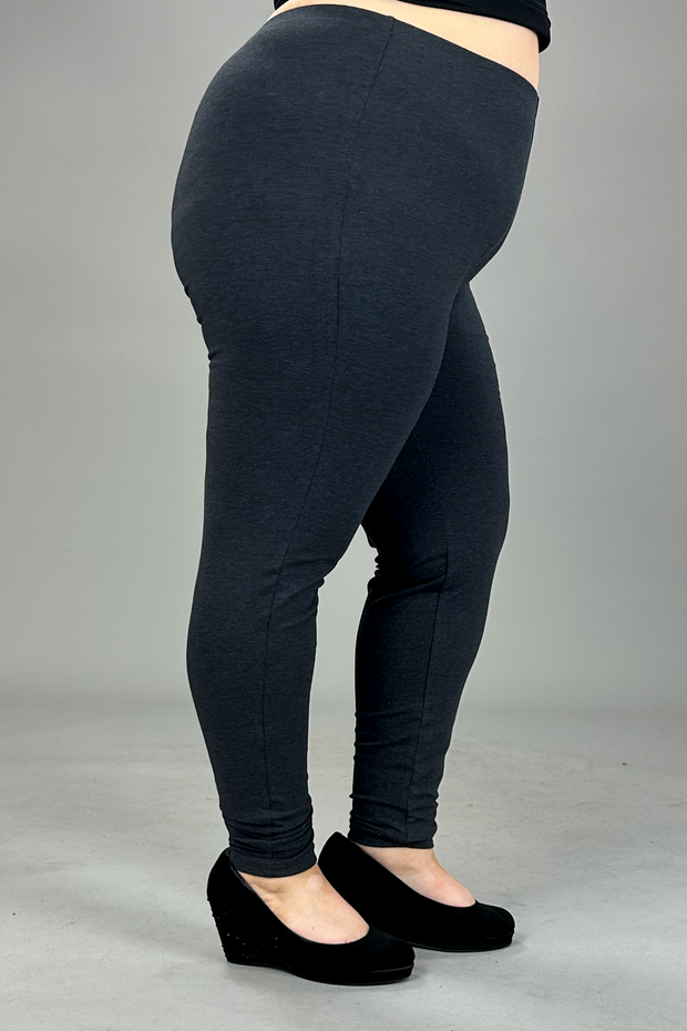 LEG-6 {Embrace Change} Charcoal Cotton Full Length Leggings PLUS SIZE 1X 2X 3X