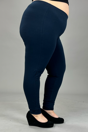 LEG-U {Embrace Change} Midnight Navy Cotton Full Length Leggings  PLUS SIZE 1X 2X 3X