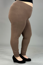 BT-99 {Embrace Change} Mocha Cotton Full Length Leggings PLUS SIZE 1X 2X 3X