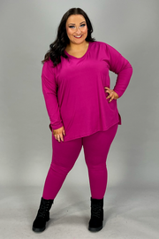 61 SET-J {Finding My Way} Magenta Long Sleeve V-Neck Set  PLUS SIZE 1X 2X 3X