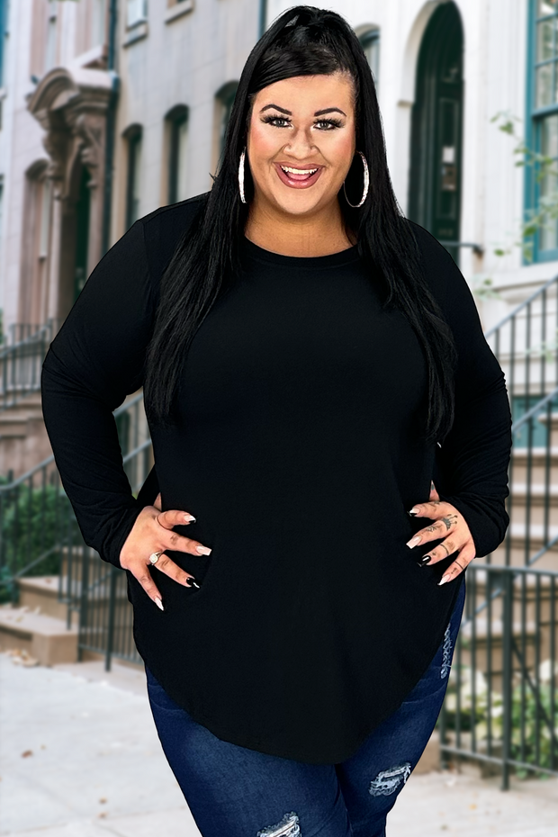 SALE!! 73 SLS-V {Here I Stand}  Black Round Neck Top PLUS SIZE 1X 2X 3X