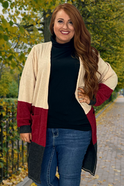 SALE!! 40 OT-E {Holding Hope} Tan Burgundy Ribbed SALE!!  Cardigan PLUS SIZE XL 2X 3X