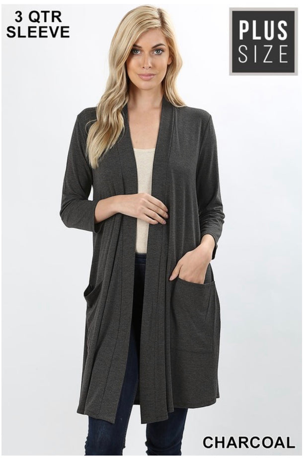 SALE!! {FREE FALLING} CHARCOAL SLOUCHY POCKET CARDIGAN