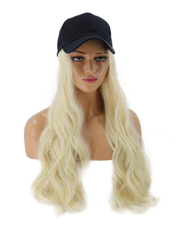 SALE!! {Charlotte} Bright Blonde Curl Baseball Hat Wig