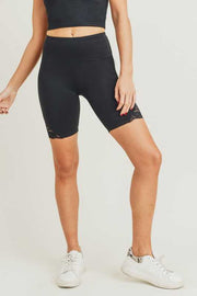 LEG-A {Love Spell} Black Biker Shorts with Lace Detail