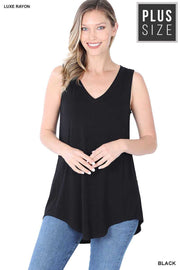 SALE!! 66 SV-B {Classic Newbie} Black V-Neck Sleeveless Tunic PLUS SIZE 1X 2X 3X