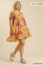 SALE!! 66 PSS-B {True Temptation} "UMGEE" Yellow Floral Dress PLUS SIZE XL 1X 2X