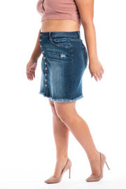 BT-B  {Prove Them Wrong} Denim Button Front Skirt PLUS SIZE 1X 2X 3X