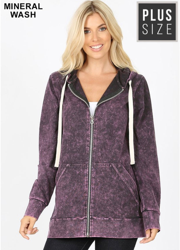 SALE!! OT-M {Worth The Wait} Blackberry Mineral Wash Hoodie Jacket