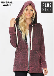 SALE!! OT-O {WORTH THE WAIT} BURGUNDY MINERAL WASH HOODIE  PLUS SIZE 1X 2X 3X