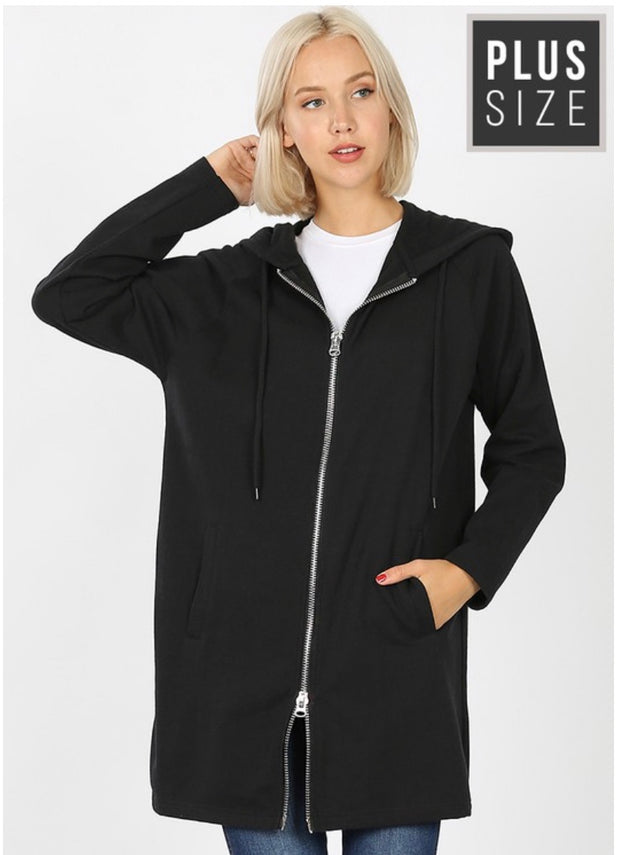 SALE!! OT-M {Miles Apart} Long Black Hoodie   Jacket Full Zipper