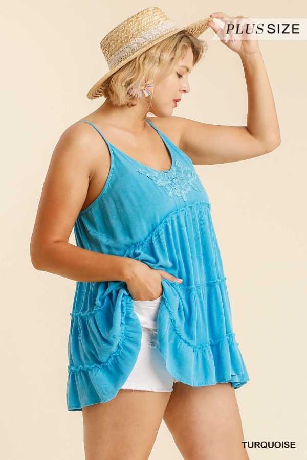 SALE!! 66 SV-L {Boho Summer} "UMGEE" Turquoise Cami Top PLUS SIZE XL 1XL 2XL