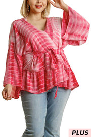 SALE!! 66 OT-E {Hello Beautiful} "UMGEE" Red Tie-Dye Kimono PLUS SIZE XL/1XL or 1XL/2XL