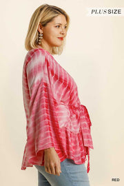 SALE!! 66 OT-E {Hello Beautiful} "UMGEE" Red Tie-Dye Kimono PLUS SIZE XL/1XL or 1XL/2XL