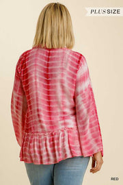 SALE!! 66 OT-E {Hello Beautiful} "UMGEE" Red Tie-Dye Kimono PLUS SIZE XL/1XL or 1XL/2XL