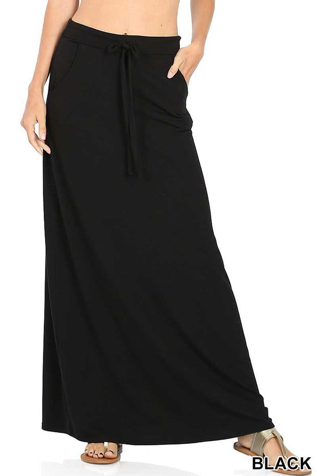 BT-V  {Cozy Specialist} BLACK Maxi Skirt with Pockets PLUS SIZE 1X 2X 3X