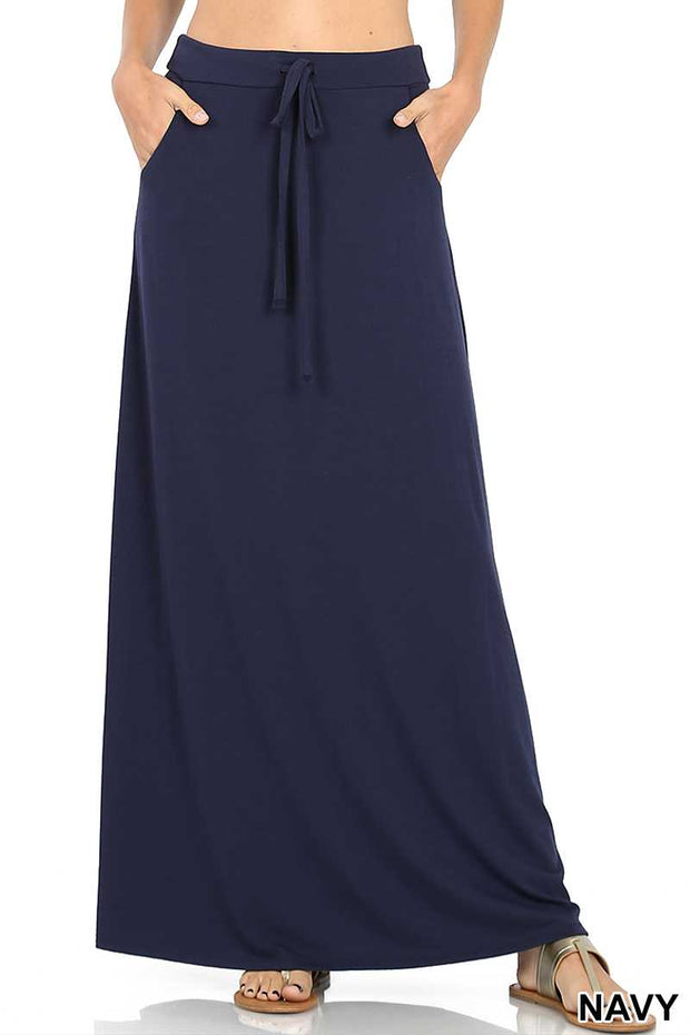 SALE!!  BT-E {Cozy Specialist}  NAVY Maxi Skirt with Pockets PLUS SIZE 1X 2X 3X