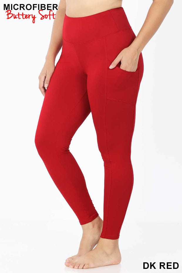 SALE!! BT-99  {Soft Delight} Dark Red Active Leggings PLUS SIZE XL 2X 3X