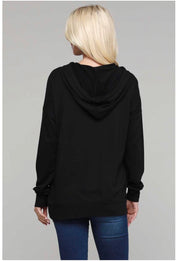 HD-Y {Just So You Know} Black Hoodie with Mauve Detail