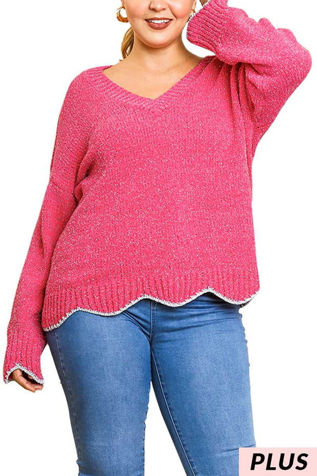 SALE!! SD-M {Stop & Stare} "UMGEE" Fuchsia/Silver Glitter Sweater