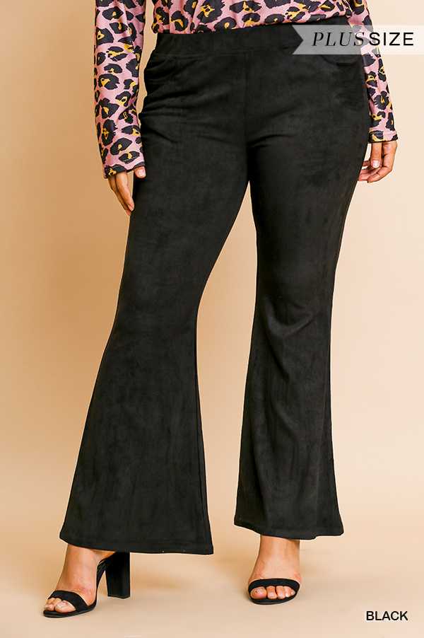 SALE!! LEG-O {Could Be Yours} "UMGEE" Black  Suede Wide Leg Pants PLUS SIZE XL 1XL 2XL