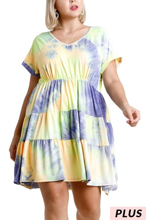 70 PSS-U {Easy Days Ahead} "UMGEE" Tie-Dye Dress PLUS SIZE XL, 1XL, 2XL